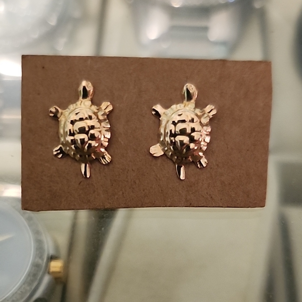 Solid 10k Gold Turtle Earrings